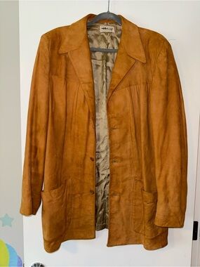 Vintage 70s Scully Tan Suede Leather Western Blazer Car Coat Jacket